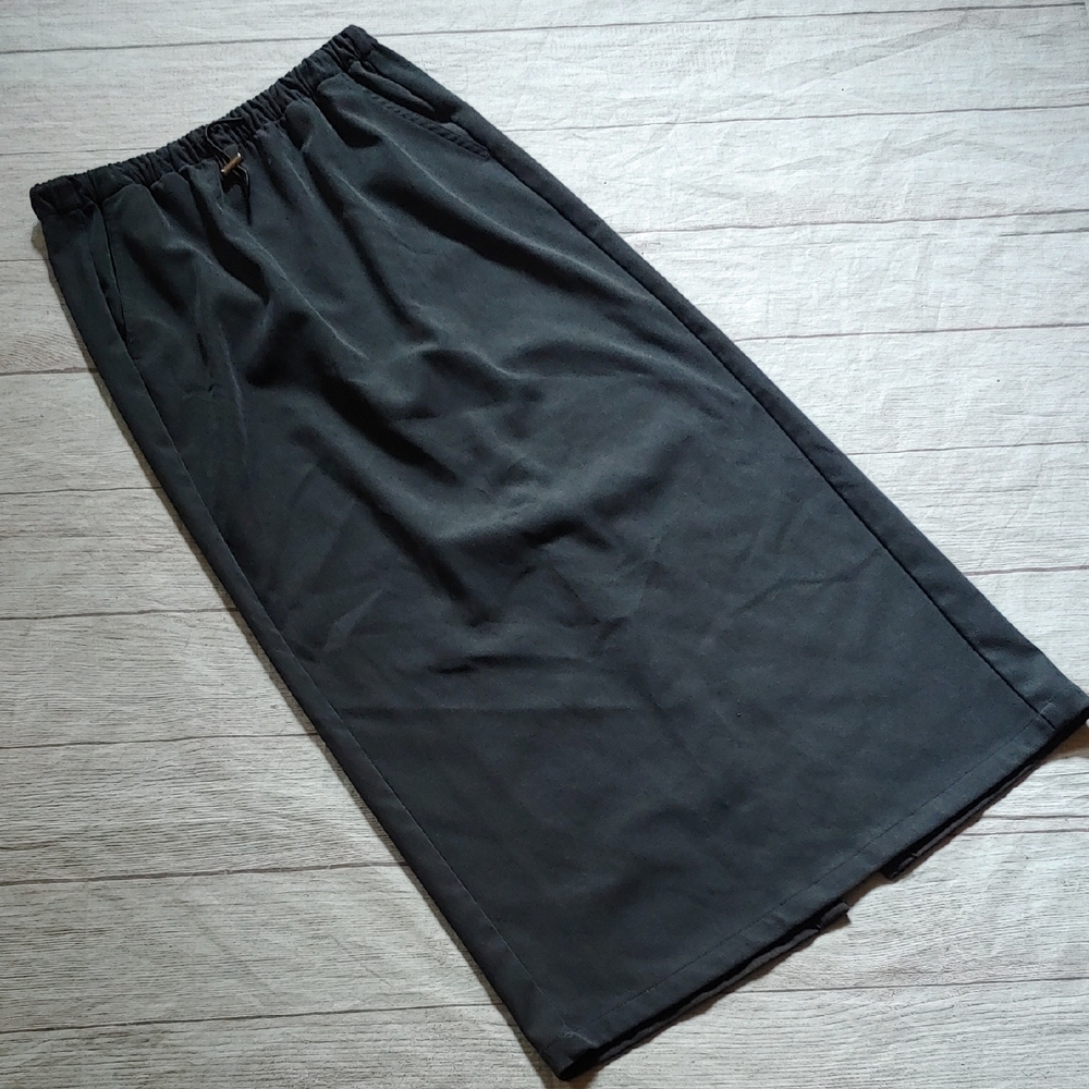 Zara Charcoal Pencil Maxi Skirt With Drawstring‎